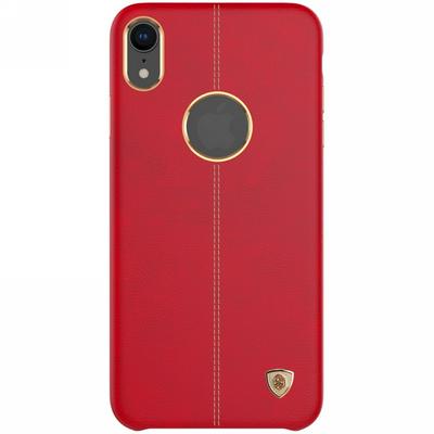 Apple Logo Hole Nillkin PU Leather Coated PC Back Cover Phone Case for iPhone XR 6.1 - Red