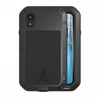 Love Mei Detachable 360 Degree Protecting Aluminium Frame + TPU Back Cover + HD Tempered Glass Screen Protector Powerful for iPhone XR 6.1 - Black