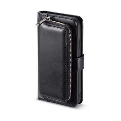 Side Flip PU Leather + Detachable TPU with Card Slots Wallet Zipper Pocket Protective Case for iPhone XR 6.1 - Black