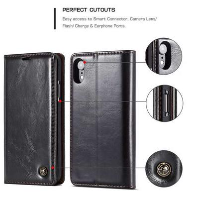 CaseMe 003 Series Card Holder Wallet Style with Stand and Magnetic Flip PU Leather + PC Cover Case for iPhone XR 6.1 - Black