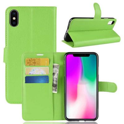 Litchi Pattern Wallet Stand Card Holder Slots PU Leather + TPU Protective Cover Case for iPhone XR 6.1 - Green