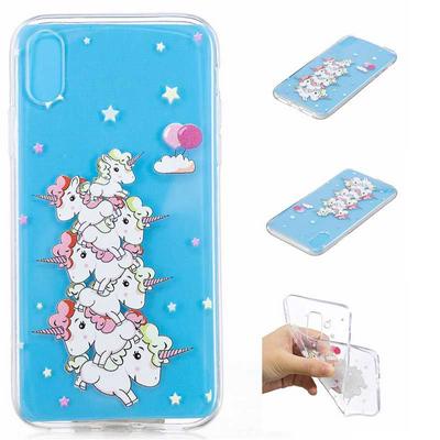 Painted Pattern Ultra Slim Anti-Scratch Transparent Soft TPU Back Cover Protective Case for iPhone XR 6.1 - Balloon Unicorns
