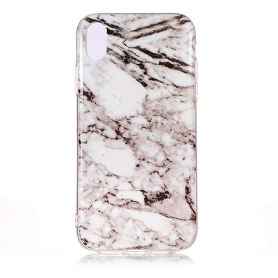 Color Painting Marble Pattern Anti-Scratch Soft TPU Back Cover Case for iPhone XR 6.1 - White
