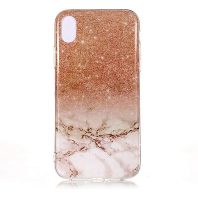 Color Painting Marble Pattern Anti-Scratch Soft TPU Back Cover Case for iPhone Xs Max 6.5 - Brown White