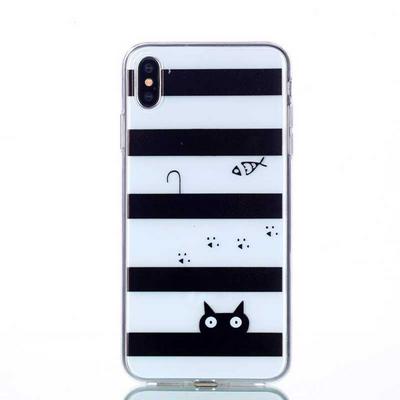 Colored Painting Transparent Soft TPU Back Cover Case for iPhone Xs Max 6.5 - Cat