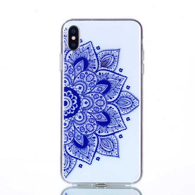Colored Painting Transparent Soft TPU Back Cover Case for iPhone Xs Max 6.5 - Mandala