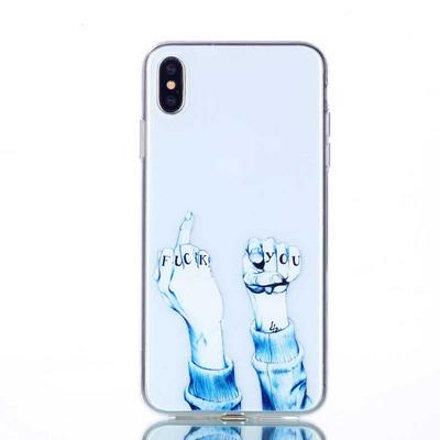 Colored Painting Transparent Soft TPU Back Cover Case for iPhone Xs Max 6.5 - Fist