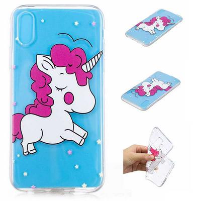 Painted Pattern Ultra Slim Anti-Scratch Transparent Soft TPU Back Cover Protective Case for iPhone XR 6.1 - Stars Unicorn
