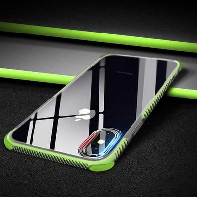 Dual Color Anti-Drop Transparent Soft TPU Back Cover Protective Case for iPhone XR 6.1 - Green