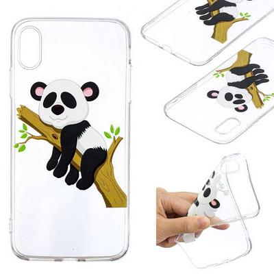 Painted High Transparent Anti-Scratch Soft TPU Back Cover Protective Case for iPhone Xs Max 6.5 - Sleeping Panda