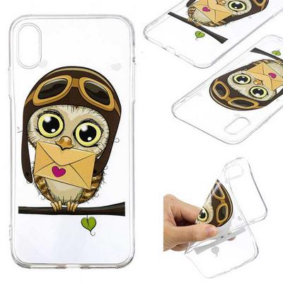Painted High Transparent Anti-Scratch Soft TPU Back Cover Protective Case for iPhone Xs Max 6.5 - Cute Owl
