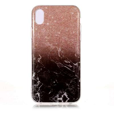 Color Painting Marble Pattern Anti-Scratch Soft TPU Back Cover Case for iPhone Xs Max 6.5 - Brown Black