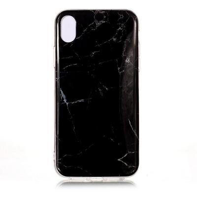 Color Painting Marble Pattern Anti-Scratch Soft TPU Back Cover Case for iPhone Xs Max 6.5 - Black