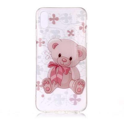 Colored Painting Transparent Soft TPU Back Cover Case for iPhone X / XS - Bear