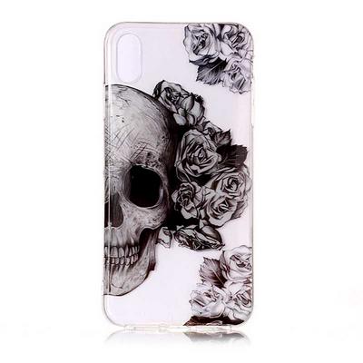 Colored Painting Transparent Soft TPU Back Cover Case for iPhone XR 6.1 - Skeleton