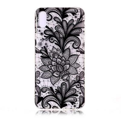 Colored Painting Transparent Soft TPU Back Cover Case for iPhone XR 6.1 - Black
