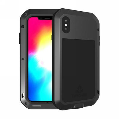 Love Mei Detachable 360 Degree Protecting Aluminium Frame + TPU Back Cover + HD Tempered Glass Screen Protector Powerful for iPhone Xs Max 6.5 - Black