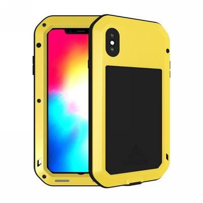 Love Mei Detachable 360 Degree Protecting Aluminium Frame + TPU Back Cover + HD Tempered Glass Screen Protector Powerful for iPhone Xs Max 6.5 - Yellow