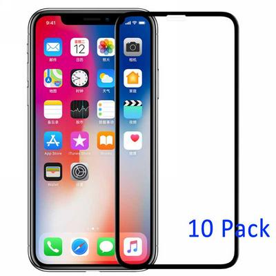 10Pcs Silk Print Full Cover Tempered Glass Screen Protector Film for iPhone Xs Max 6.5