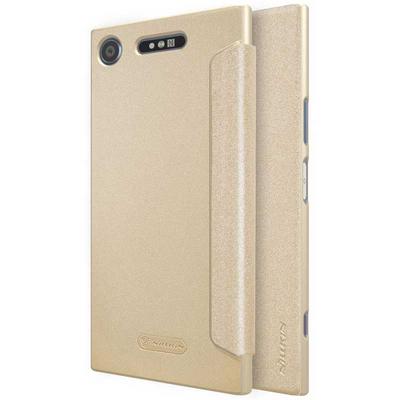 Nillkin Sparkle Series Ultrathin PU Leather + Frosted PC Cover Phone Case for Sony Xperia XZ1 - Gold