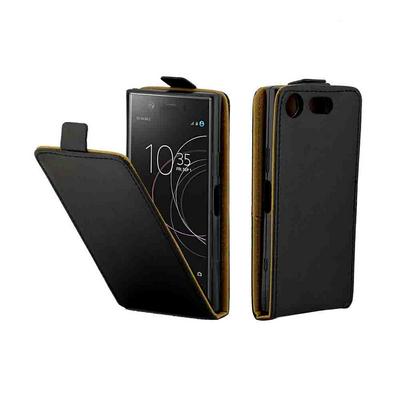 Up and Down Vertical Flip Anti-Scratch PU Leather + Soft TPU with Card Slot and Magnetic Buckle Protective Case for Sony Xperia XZ1 Compact - Black