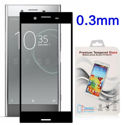 Anti Scratch 0.3mm 2.5D Arc Edge Full Screen Silk Printed Tempered Glass Screen Protector Film for Sony Xperia XZ Premium - Black