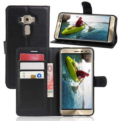 Litchi Texture Wallet Style Magnetic Flip Stand Card Slots TPU + PU Leather Case for Asus Zenfone 3 (Neo/ Lite) ZE520KL - Black
