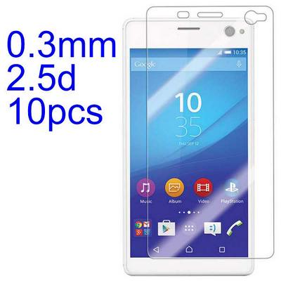 10Pcs 0.3mm 2.5D AGC Material Tempered Glass with Toyo Glue Electroplating Fingerprint Coating Screen Protector for Sony Xperia C4