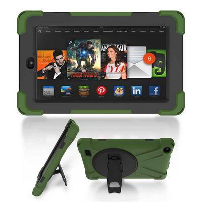Shockwave Detachable 3 in 1 TPU + Hard PC Back Cover Case with Rotatable Stand for Amazon Kindle Fire 7 - Army Green
