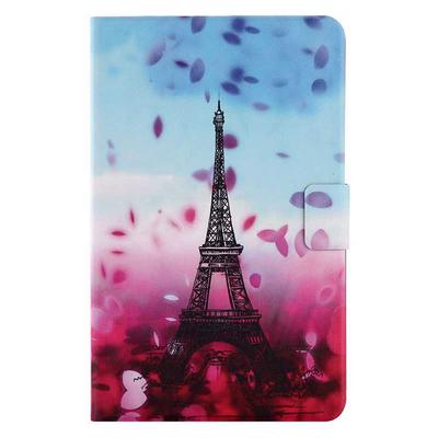 Colored Painting PU Leather + Soft TPU Card Holder with Stand Support and Magnetic Buckle Case for Samsung Galaxy Tab E 9.6 T560 - Tower