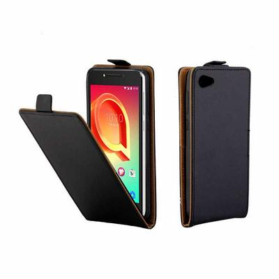 Vertical Flip Sewing Edged PU Leather + Soft TPU with Magnetic Buckle and Card Holder Protective Business Case for Alcatel A5 LED 