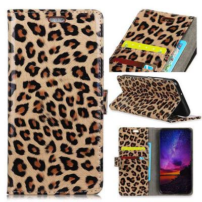 Colored Painting Wallet Style Magnetic Flip Stand TPU + PU Leather Case for Alcatel 3V - Leopard