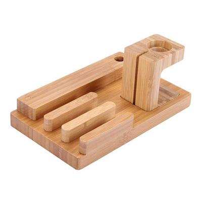 iWatch Mobile Phone Stand Holder Watch Bracket Tablet Charging Cable Storage Bamboo Change Dock