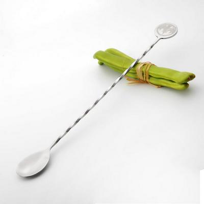 C106 280x30mm Twisted 304 Stainless Steel with Long Handle Mixing Spoon for Cocktail Drinks Wine Bar Drinking Appliance - Silver  
