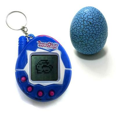 Tumbler Eggshell + Tamagotchi Virtual Electronic Dinosaur Egg Pet Machine Nostalgic Digital Electronic E-pet Handheld Game Cyber Funny Pet Daily Christmas Toy - Blue