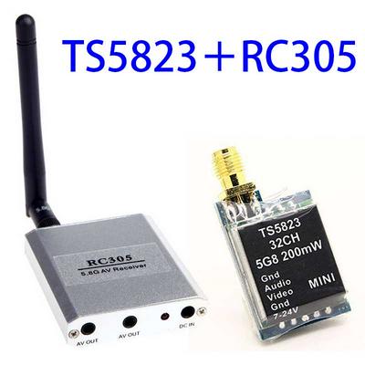 TS5823 5.8G 5.8GHz 200mW 32CH Mini FPV Wireless Audio Video AV Transmitter 1.5KM Range+ RC305 5.8G Wireless FPV 8CH AV Receiver