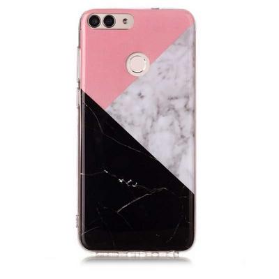 Color Painting Marble Pattern Soft TPU Back Cover Case for Huawei P Smart / Enjoy 7S - Pink