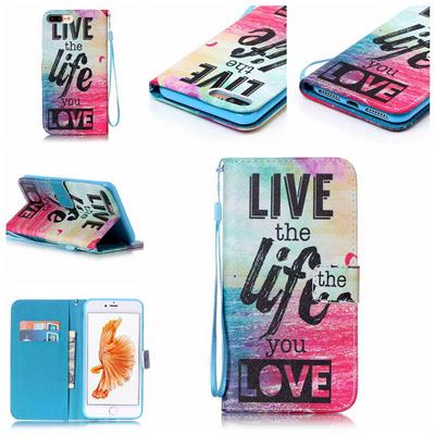 Color Painting Wirst Strap TPU + PU Leather Magnetic Flip Stand Case for iPhone 7 Plus - Sea Life 