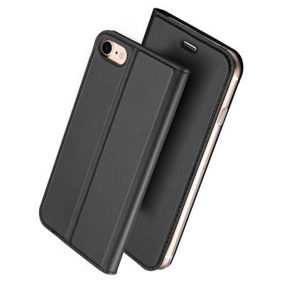 DUX DUCIS Skin Pro Series Side Flip Magnet Adsorption PU Leather + Soft TPU with Card Slot and Stand Protective Case for iPhone 7 / 8 - Black