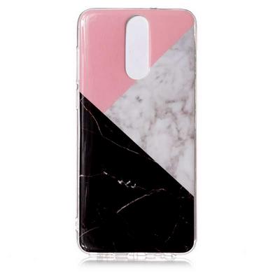 Color Painting Marble Pattern Soft TPU Back Cover Case for Huawei Mate 10 Lite / Nova 2i / Maimang 6 - Pink