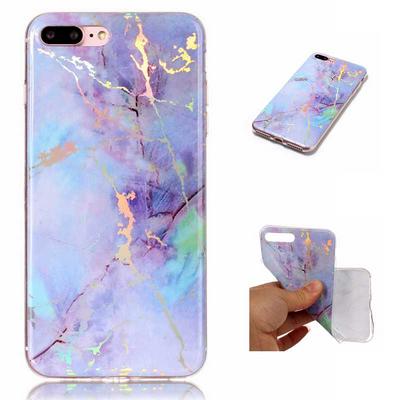 Rainbow Lightning Marble Pattern Soft TPU Back Cover Case for iPhone 7 Plus / 8 Plus - Purple