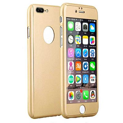 Ultrathin 3 in 1 360 Degree Full Body Protection Hard PC Phone Case Cover + Tempered Glass Screen Film Protector for iPhone 7 Plus - Gold 