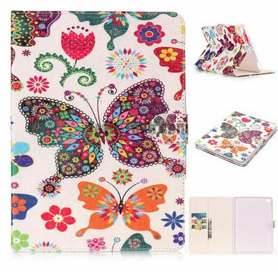 Colored Painting Wallet Stand Support Card Holder Slots PU Leather + TPU Back Cover Case for iPad 9.7 / 9.7 (2017) / 2017 / 9.7 2018 / 8 - Butterfly