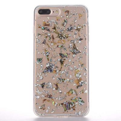 Gold Foil Glitter Powder Anti-Drop Soft TPU Back Cover Case for iPhone 7 Plus / 8 Plus - Silver 