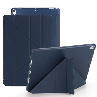 Ultra Slim Side Flip PU Leather + Soft TPU with Smart Wake Sleep and Transformers Multi-Fold Stand Protective Case for iPad Pro 10.5 - Navy Blue