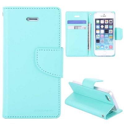 Mercury Bravo Diary Wallet Style Filp Card Slot Stand TPU+ PU Leather Case for iPhone SE/ 5 / 5s - Green