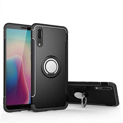 2 in 1 Detachable Magnet Adsorption with 360° Rotatable Kickstand Hard PC + Soft TPU Hybrid Back Cover Protective Case for Huawei P20 - Black