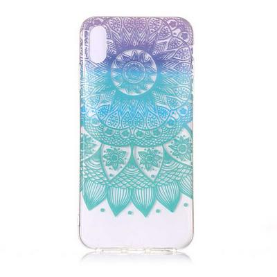 Colored Painting Transparent Soft TPU Back Cover Case for iPhone XR 6.1 - Cyan