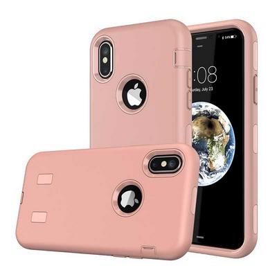 Robot 3 in 1 Detachable Design Extra Side Grip Hard PC + Soft Silicone Back Cover Case for iPhone X - Rose Gold