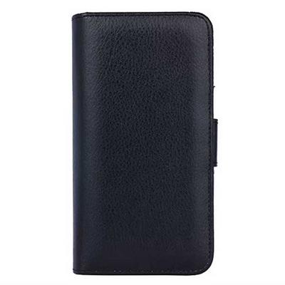 Lichee Pattern  Side Flip Wallet Style PU Leather with 7 Card Holders and Magnetic Buckle Case for 5.5-inch Smartphones - Black